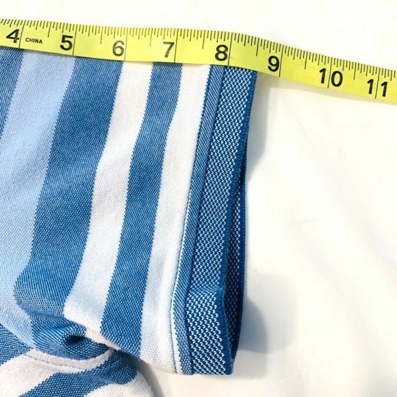 IZOD Advantage Performance Polo T-Shirt Stretch Short Sleeve Stripe Blue White M - Picture 12 of 12
